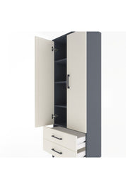 Arges Dolap 4 Raflı 2 Çekmeceli 2 Kapaklı 60x30x163 Antrasit-Aytaşı