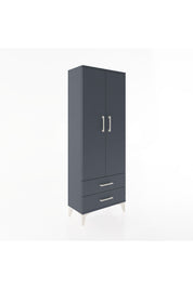 Arges Dolap 4 Raflı 2 Çekmeceli 2 Kapaklı 60x30x163 Antrasit-Antrasit