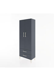 Arges Dolap 4 Raflı 2 Çekmeceli 2 Kapaklı 60x30x163 Antrasit-Antrasit