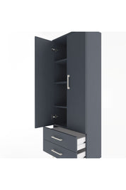 Arges Dolap 4 Raflı 2 Çekmeceli 2 Kapaklı 60x30x163 Antrasit-Antrasit
