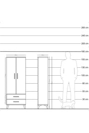 Arges Dolap 4 Raflı 2 Çekmeceli 2 Kapaklı 60x30x163 Çam-Aytaşı