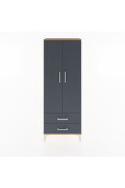Arges Dolap 4 Raflı 2 Çekmeceli 2 Kapaklı 60x30x163 Çam-Antrasit