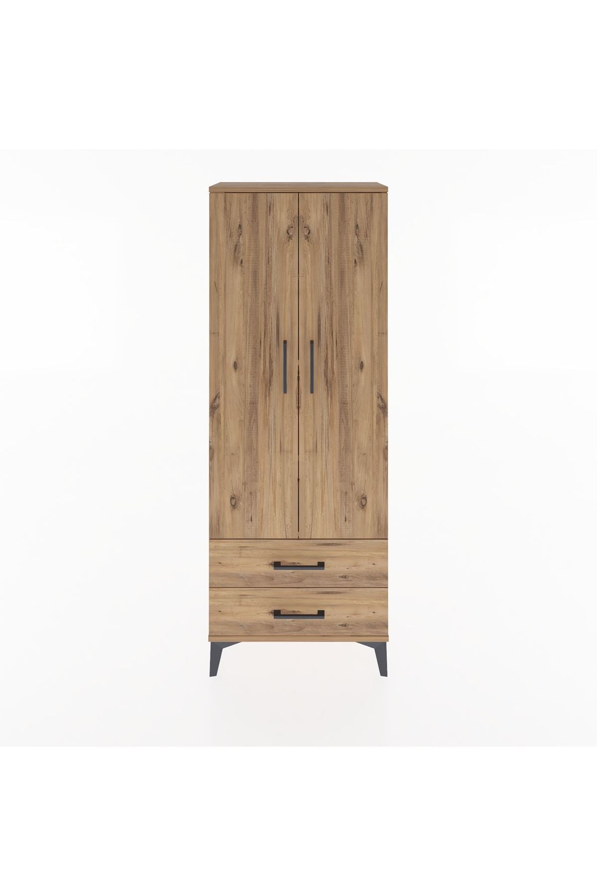 Arges Dolap 4 Raflı 2 Çekmeceli 2 Kapaklı 60x30x163 Çam-Çam