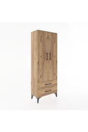 Arges Dolap 4 Raflı 2 Çekmeceli 2 Kapaklı 60x30x163 Çam-Çam