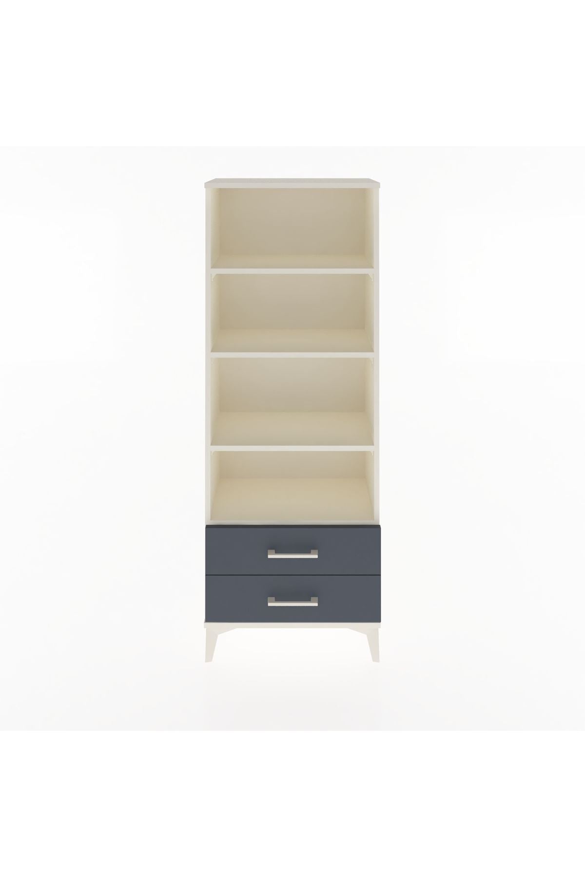 Arges Dolap 4 Raflı 2 Çekmeceli 60x30x163 Aytaşı-Antrasit