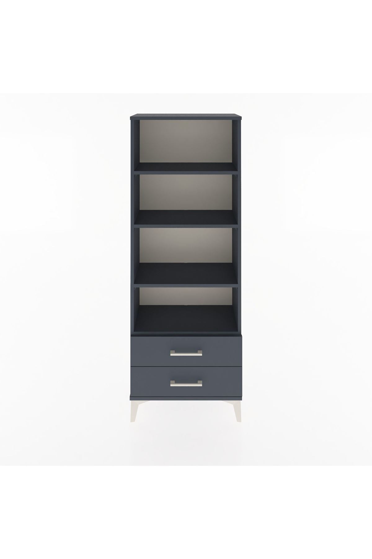 Arges Dolap 4 Raflı 2 Çekmeceli 60x30x163 Antrasit-Antrasit