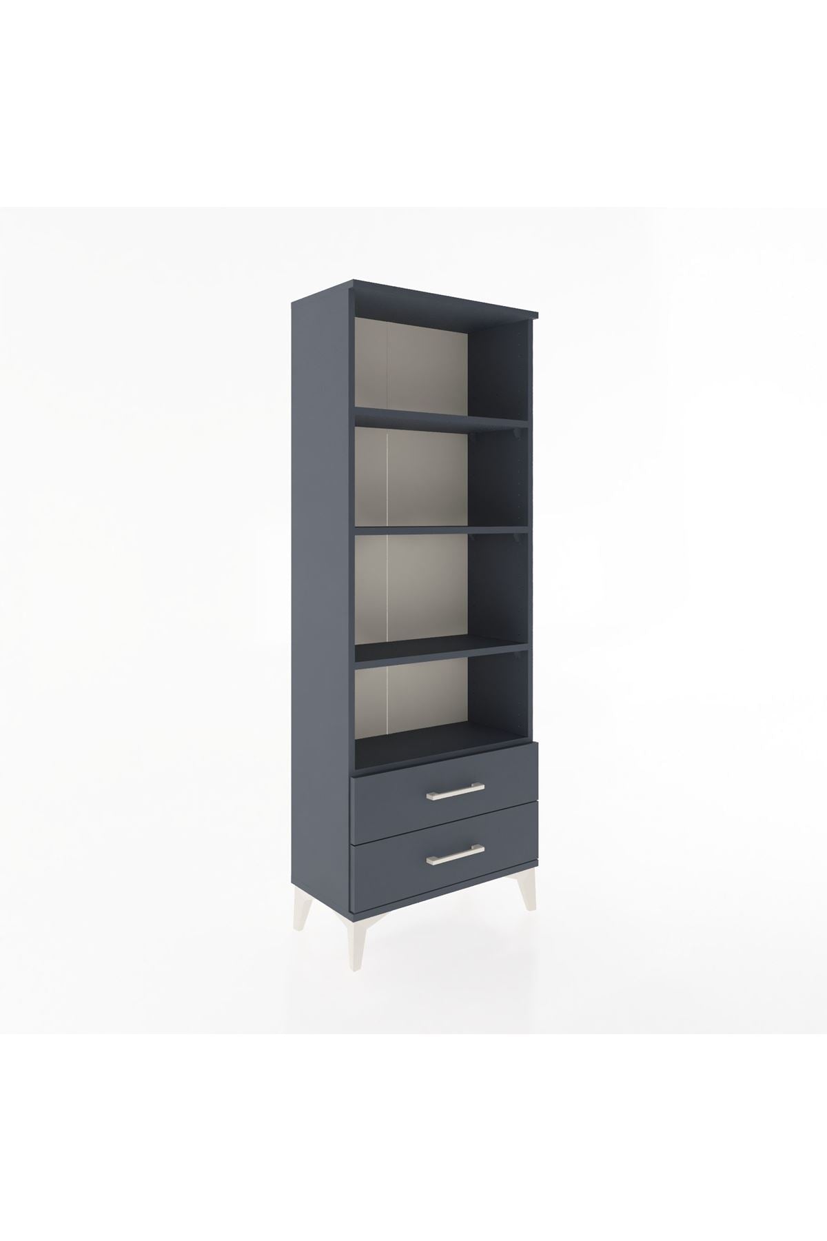 Arges Dolap 4 Raflı 2 Çekmeceli 60x30x163 Antrasit-Antrasit