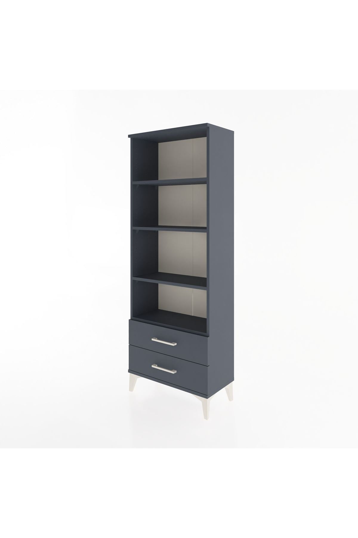 Arges Dolap 4 Raflı 2 Çekmeceli 60x30x163 Antrasit-Antrasit