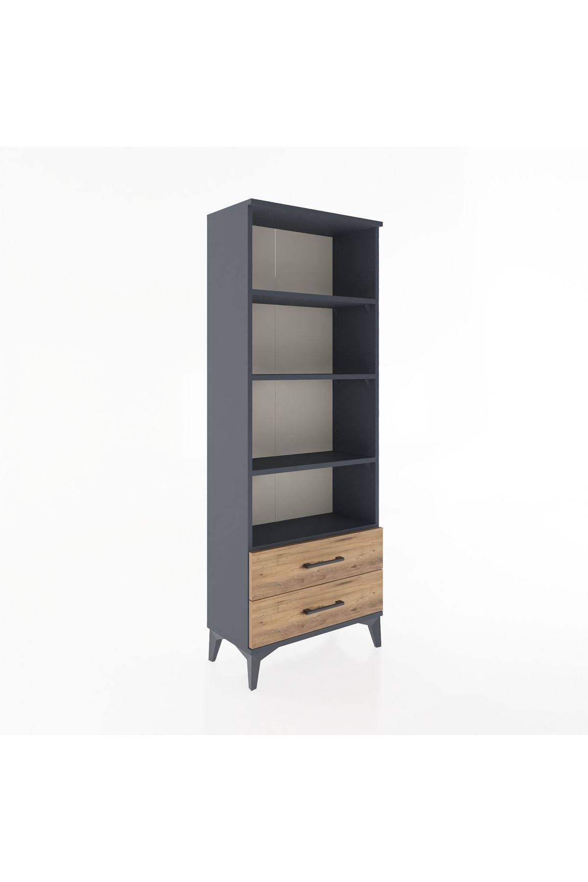 Arges Dolap 4 Raflı 2 Çekmeceli 60x30x163 Antrasit-Çam