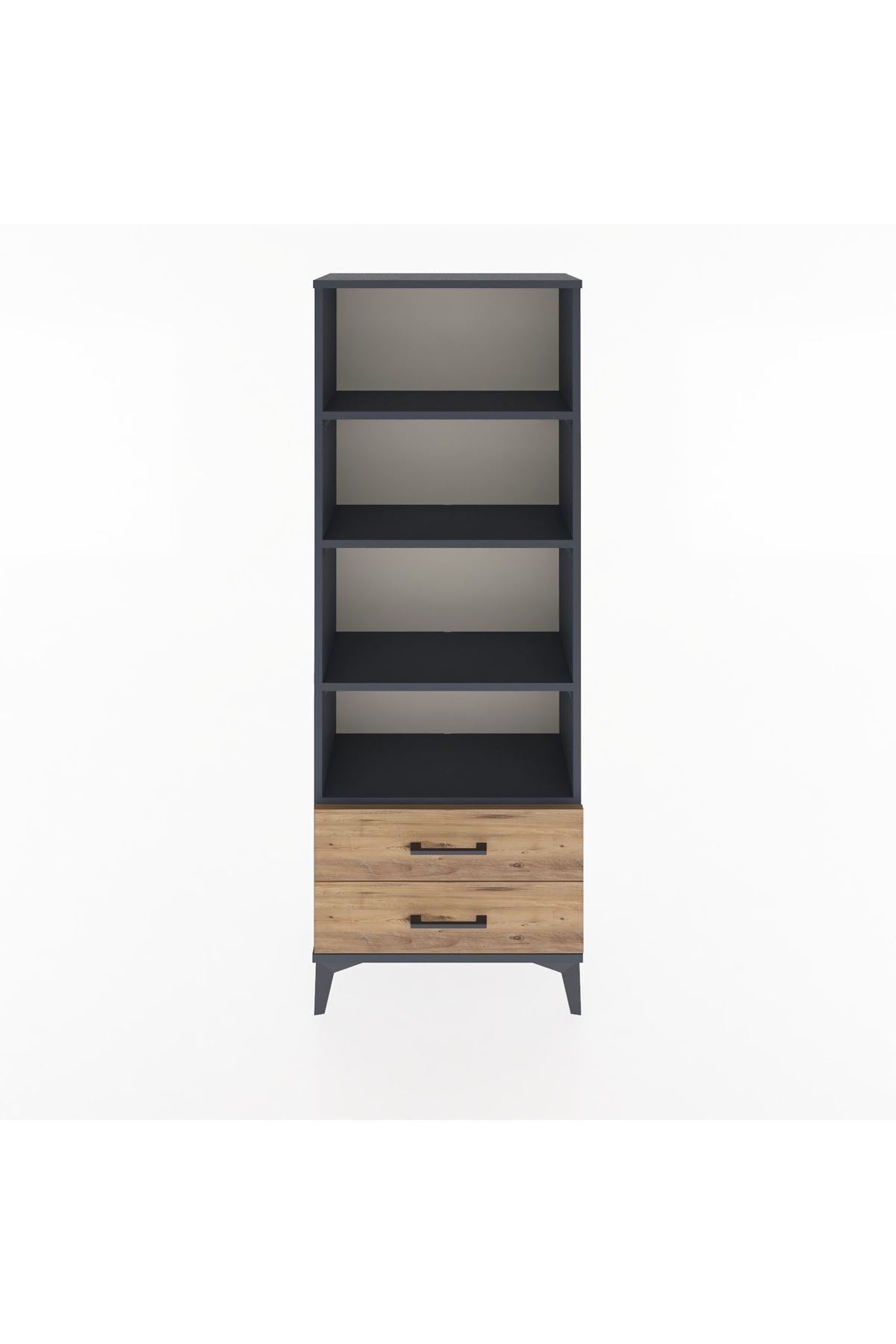 Arges Dolap 4 Raflı 2 Çekmeceli 60x30x163 Antrasit-Çam