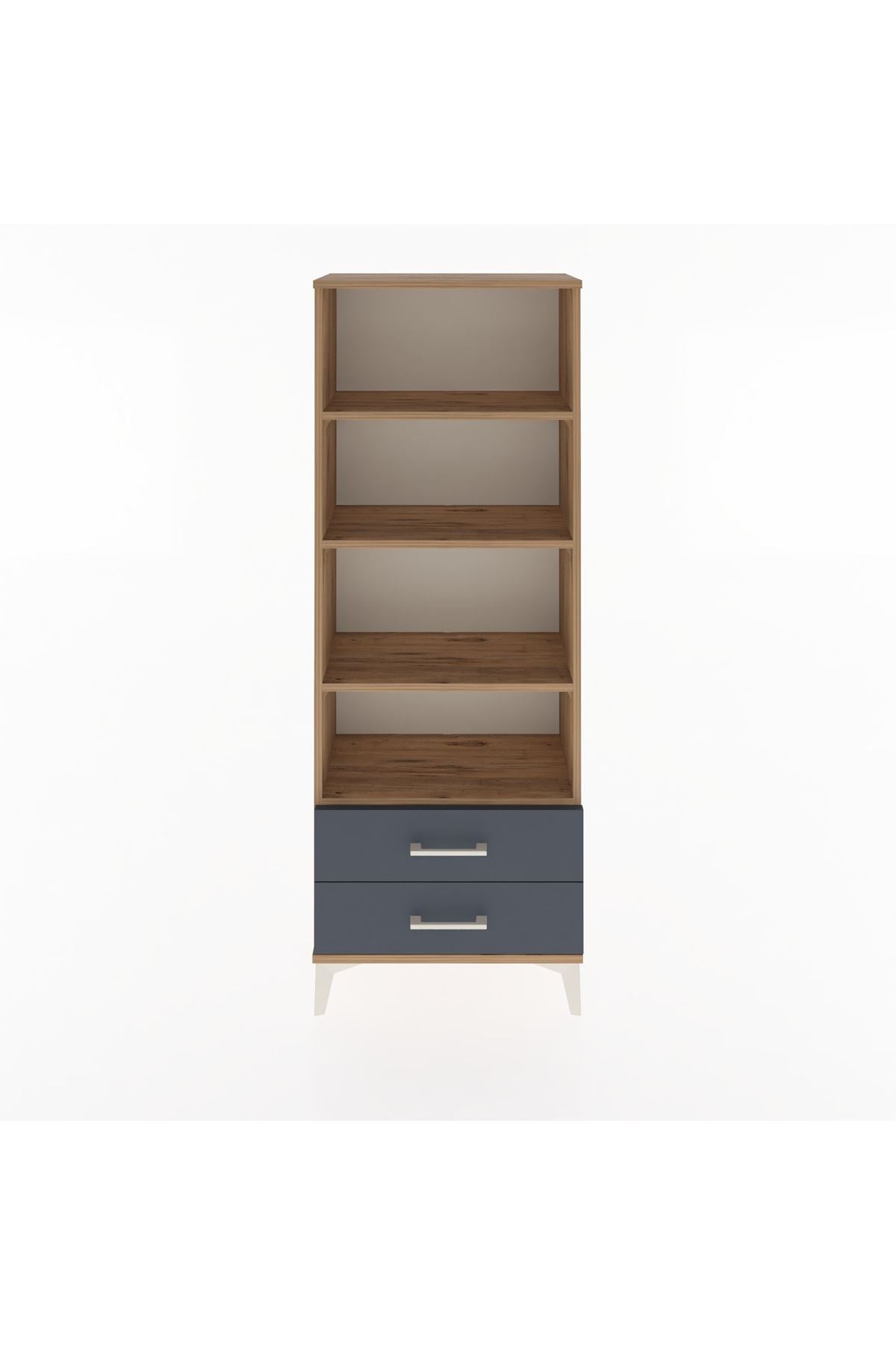 Arges Dolap 4 Raflı 2 Çekmeceli 60x30x163 Çam-Antrasit