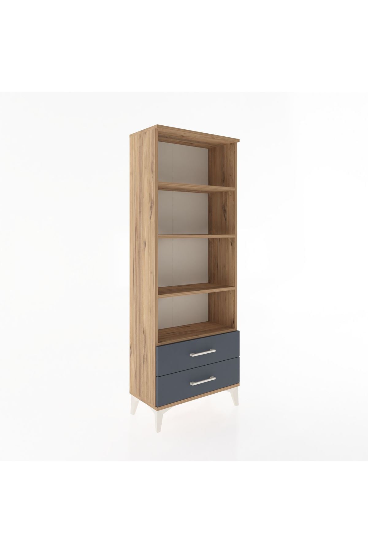 Arges Dolap 4 Raflı 2 Çekmeceli 60x30x163 Çam-Antrasit