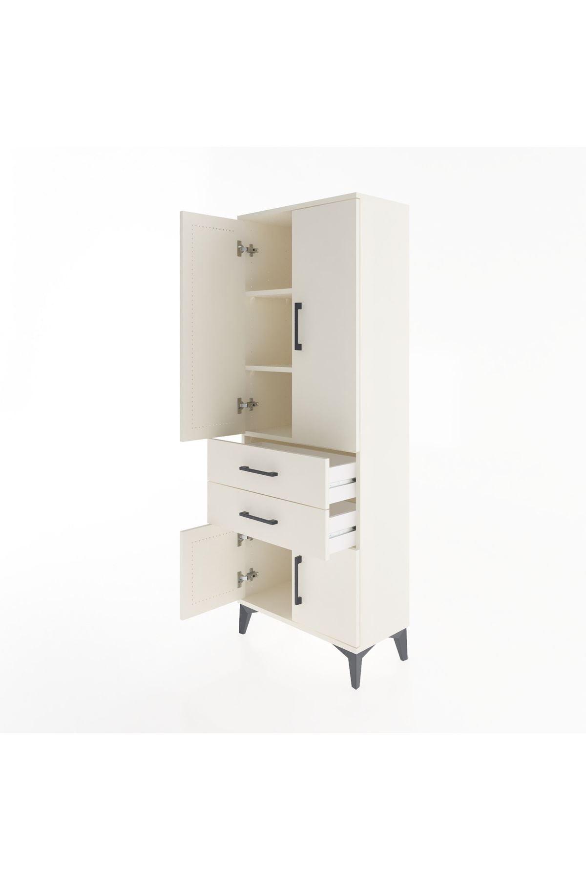 Arges Dolap 3 Raflı 2 Çekmeceli 4 Kapaklı 60x30x163 Aytaşı-Aytaşı