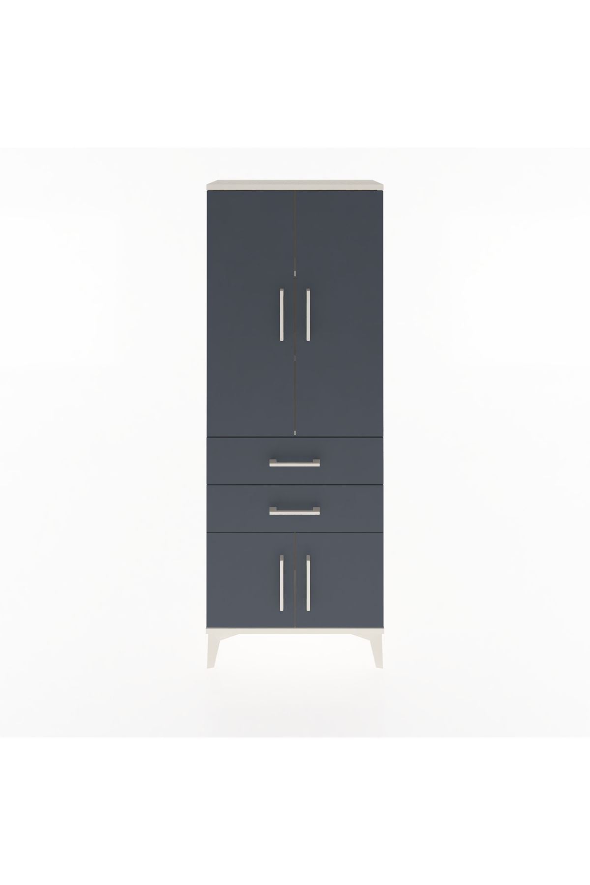 Arges Dolap 3 Raflı 2 Çekmeceli 4 Kapaklı 60x30x163 Aytaşı-Antrasit