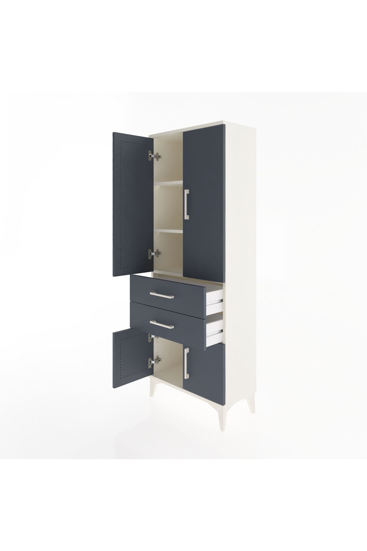 Arges Dolap 3 Raflı 2 Çekmeceli 4 Kapaklı 60x30x163 Aytaşı-Antrasit