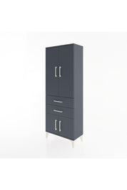 Arges Dolap 3 Raflı 2 Çekmeceli 4 Kapaklı 60x30x163 Antrasit-Antrasit