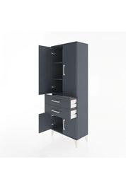Arges Dolap 3 Raflı 2 Çekmeceli 4 Kapaklı 60x30x163 Antrasit-Antrasit
