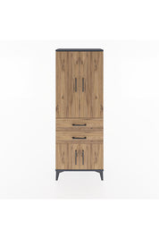 Arges Dolap 3 Raflı 2 Çekmeceli 4 Kapaklı 60x30x163 Antrasit-Çam