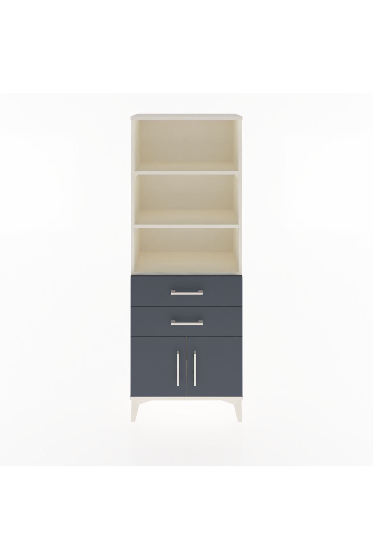 Arges Dolap 3 Raflı 2 Çekmeceli 2 Kapaklı 60x30x163 Aytaşı-Antrasit