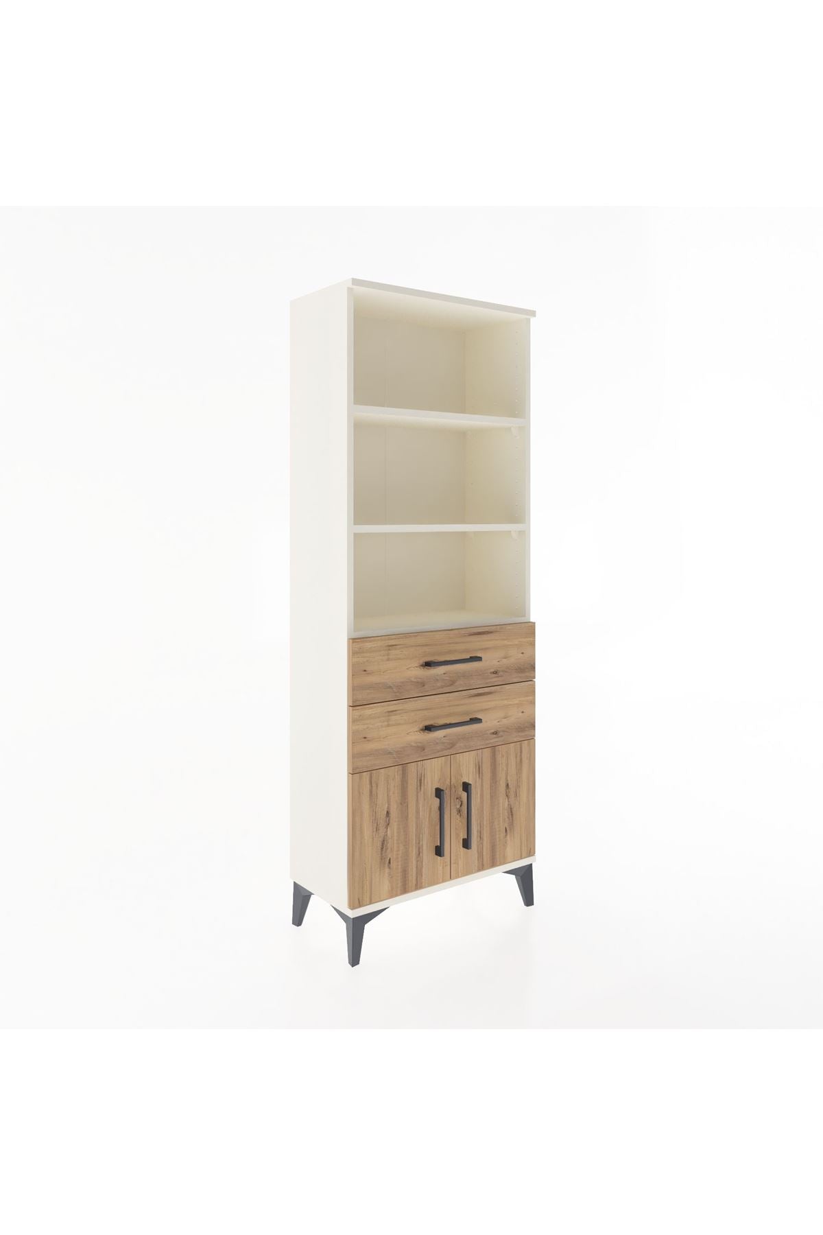 Arges Dolap 3 Raflı 2 Çekmeceli 2 Kapaklı 60x30x163 Aytaşı-Çam