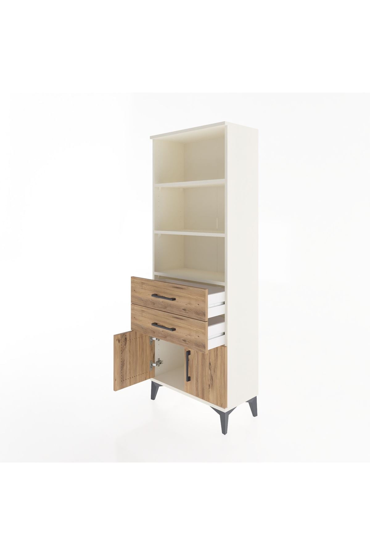 Arges Dolap 3 Raflı 2 Çekmeceli 2 Kapaklı 60x30x163 Aytaşı-Çam