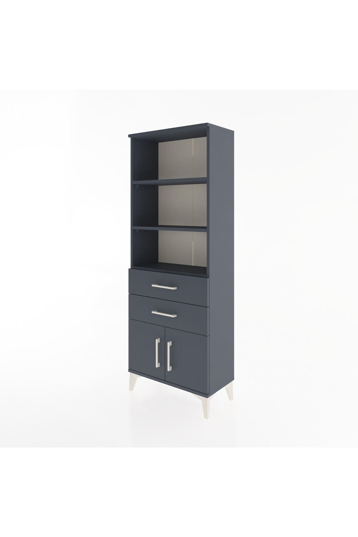 Arges Dolap 3 Raflı 2 Çekmeceli 2 Kapaklı 60x30x163 Antrasit-Antrasit