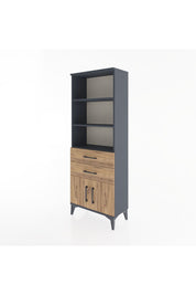 Arges Dolap 3 Raflı 2 Çekmeceli 2 Kapaklı 60x30x163 Antrasit-Çam