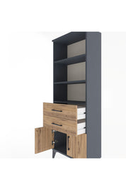 Arges Dolap 3 Raflı 2 Çekmeceli 2 Kapaklı 60x30x163 Antrasit-Çam