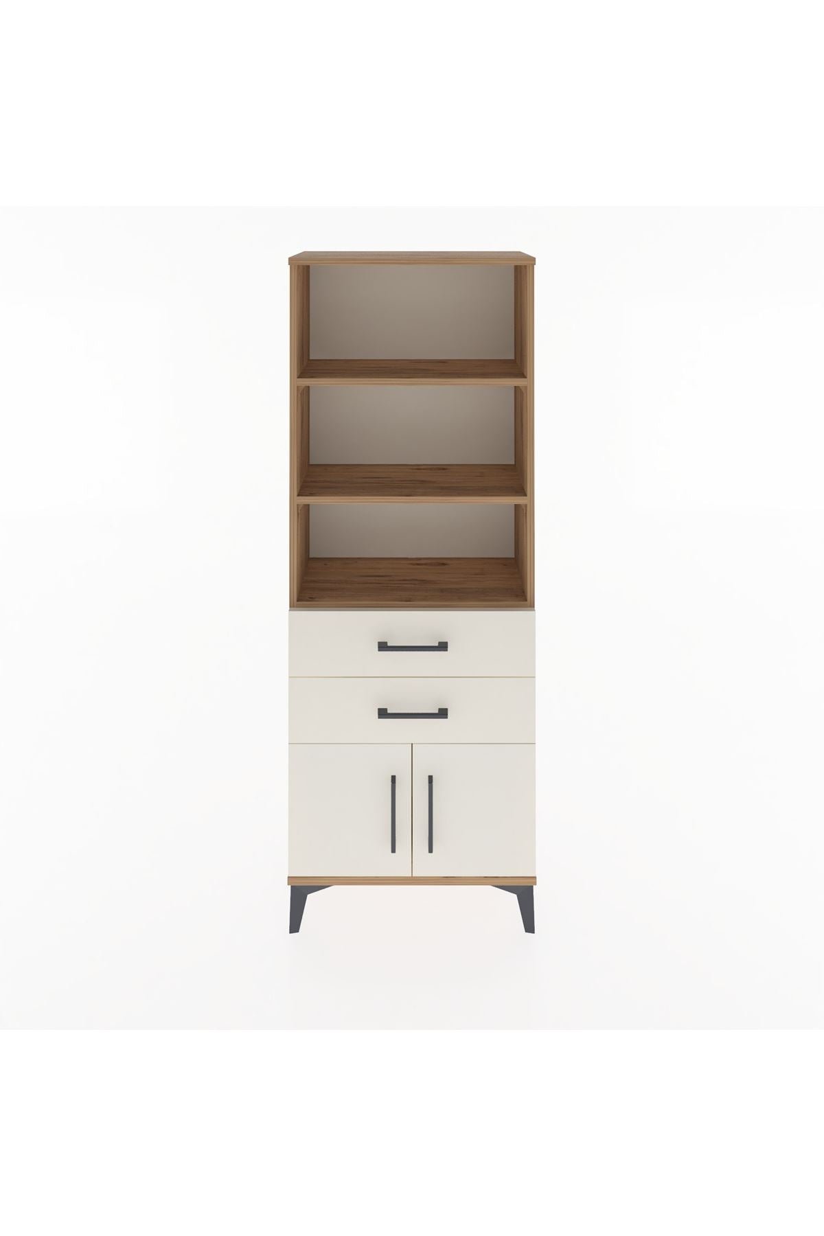 Arges Dolap 3 Raflı 2 Çekmeceli 2 Kapaklı 60x30x163 Çam-Aytaşı