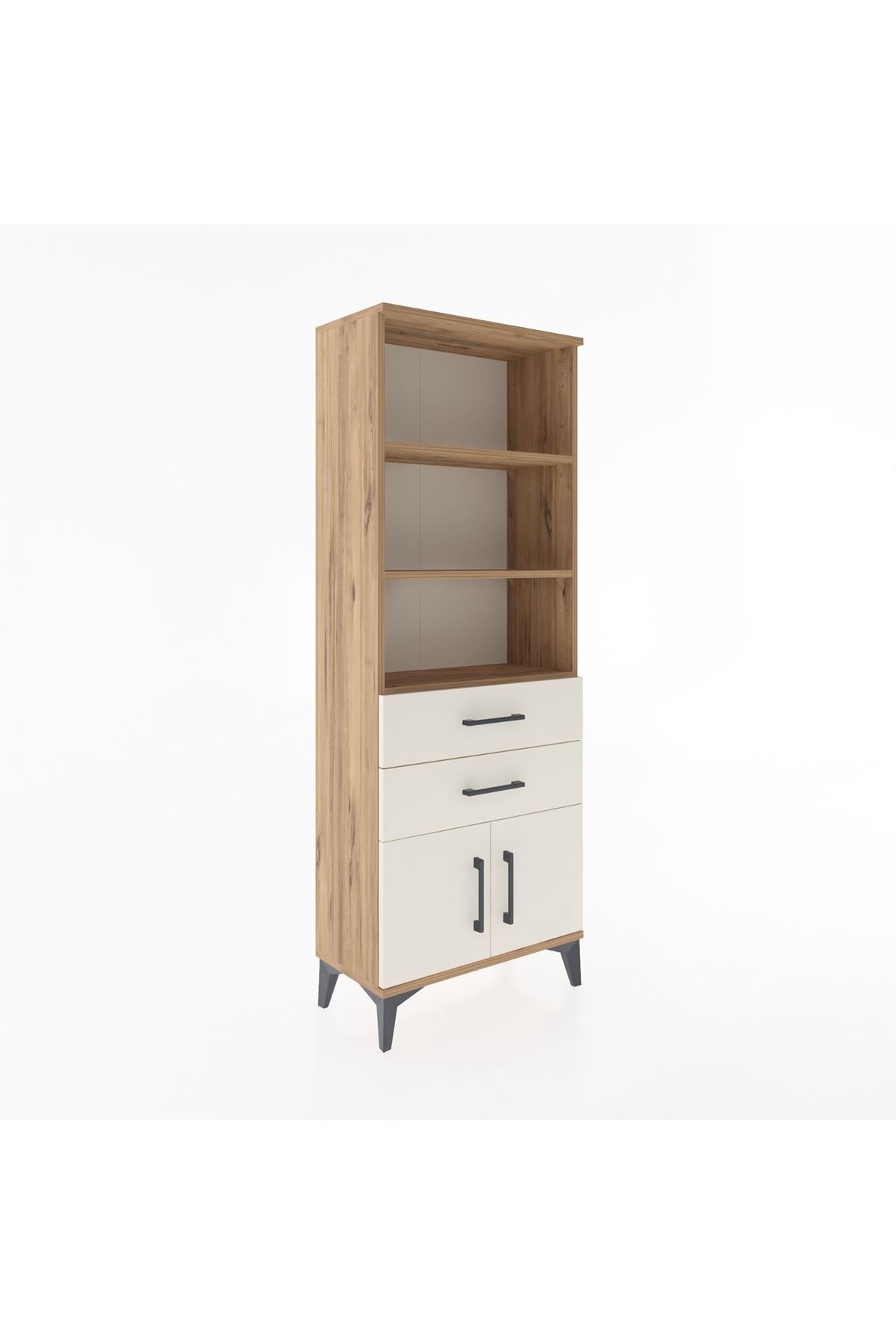 Arges Dolap 3 Raflı 2 Çekmeceli 2 Kapaklı 60x30x163 Çam-Aytaşı