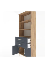 Arges Dolap 3 Raflı 2 Çekmeceli 2 Kapaklı 60x30x163 Çam-Antrasit