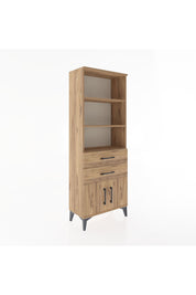 Arges Dolap 3 Raflı 2 Çekmeceli 2 Kapaklı 60x30x163 Çam-Çam