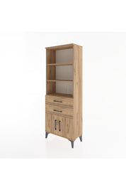 Arges Dolap 3 Raflı 2 Çekmeceli 2 Kapaklı 60x30x163 Çam-Çam