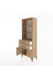 Arges Dolap 3 Raflı 2 Çekmeceli 2 Kapaklı 60x30x163 Çam-Çam