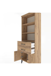 Arges Dolap 3 Raflı 2 Çekmeceli 2 Kapaklı 60x30x163 Çam-Çam