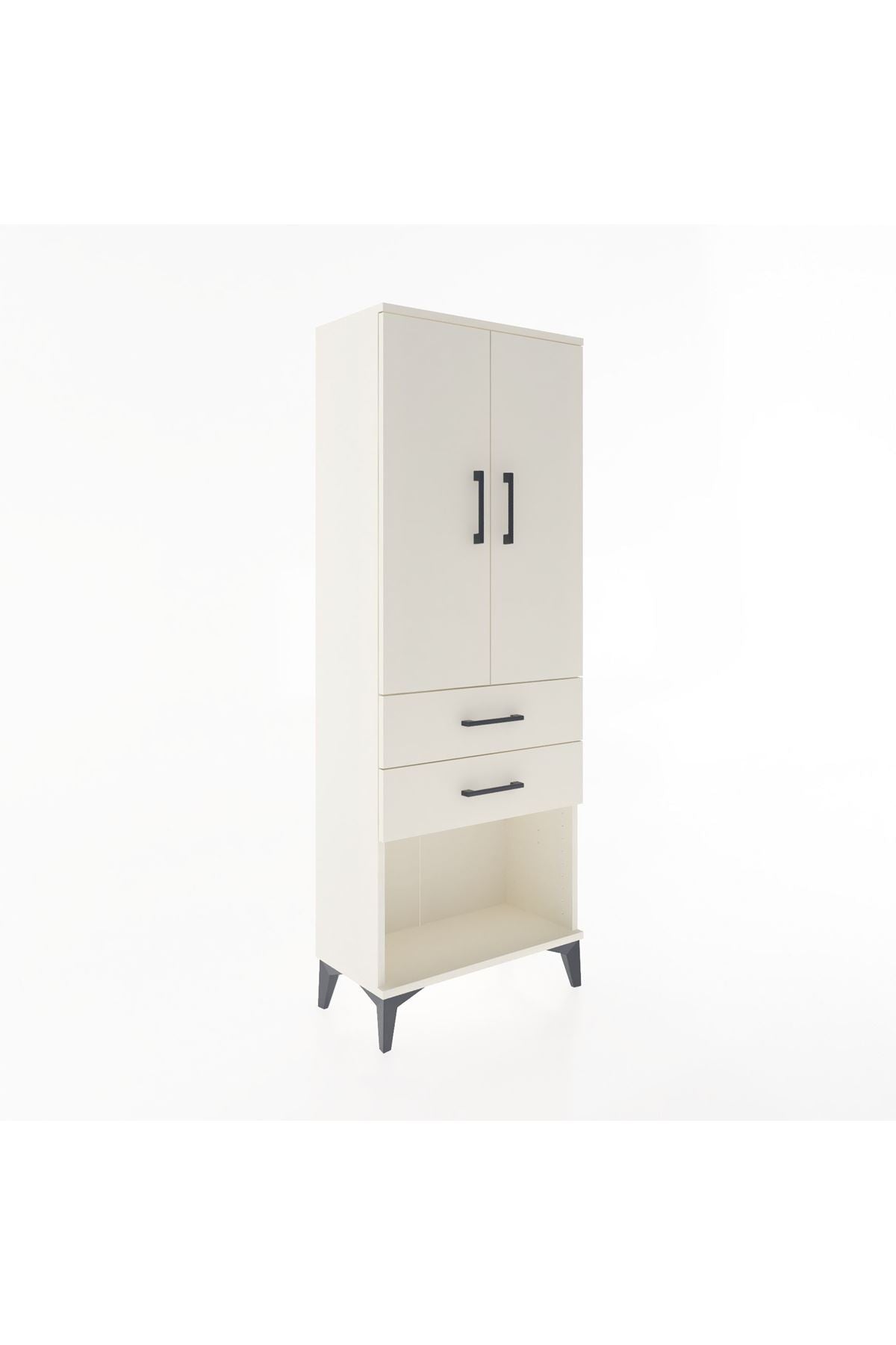 Arges Dolap 3 Raflı 2 Çekmeceli 2 Kapaklı 60x30x163 Aytaşı-Aytaşı