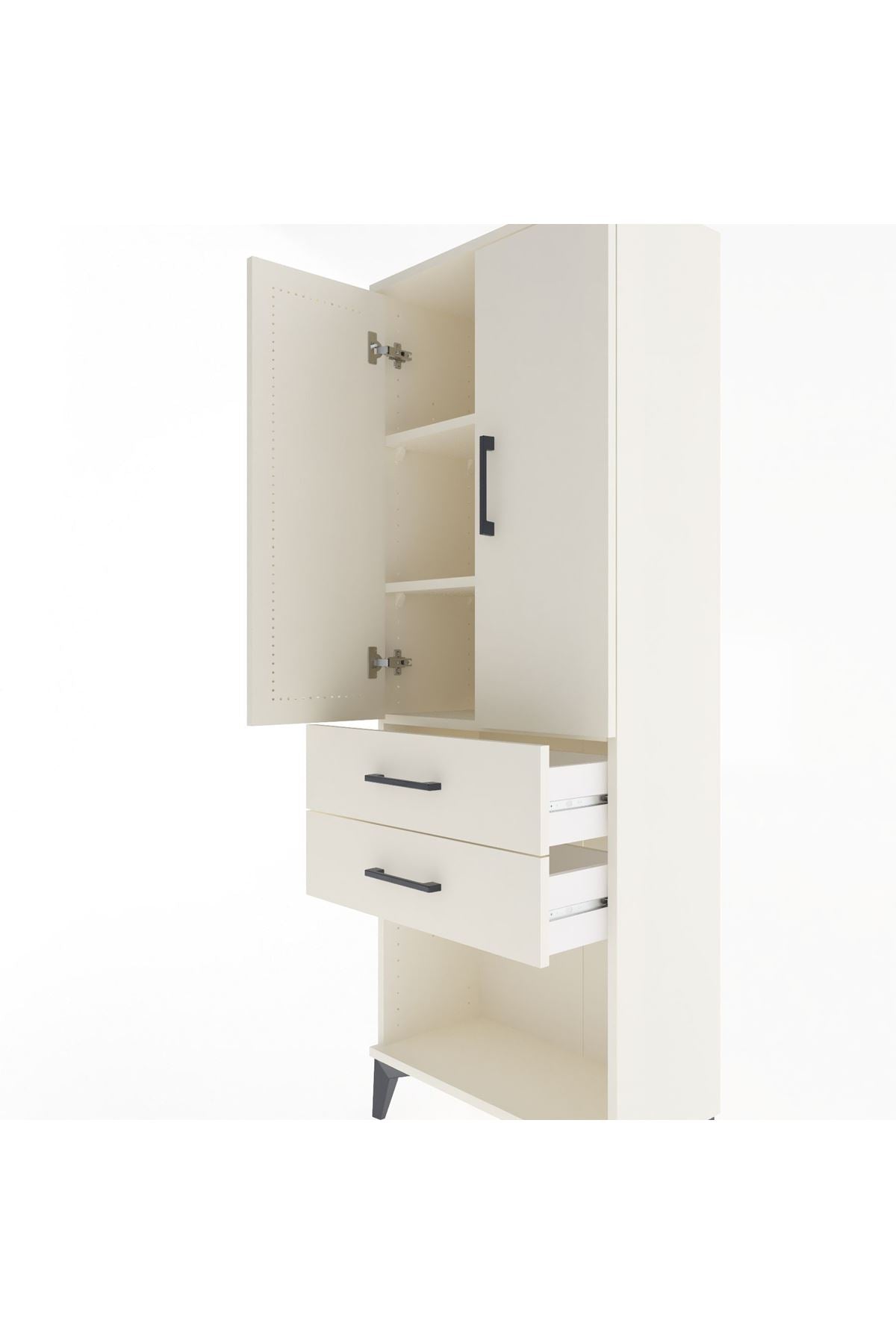 Arges Dolap 3 Raflı 2 Çekmeceli 2 Kapaklı 60x30x163 Aytaşı-Aytaşı