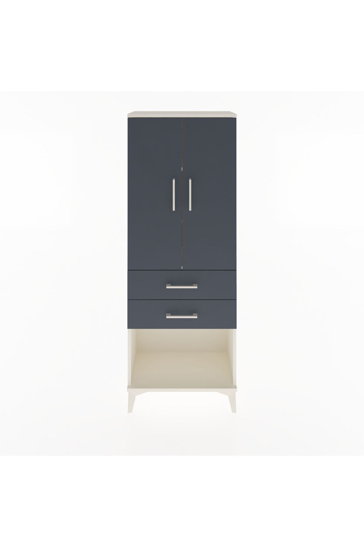 Arges Dolap 3 Raflı 2 Çekmeceli 2 Kapaklı 60x30x163 Aytaşı-Antrasit