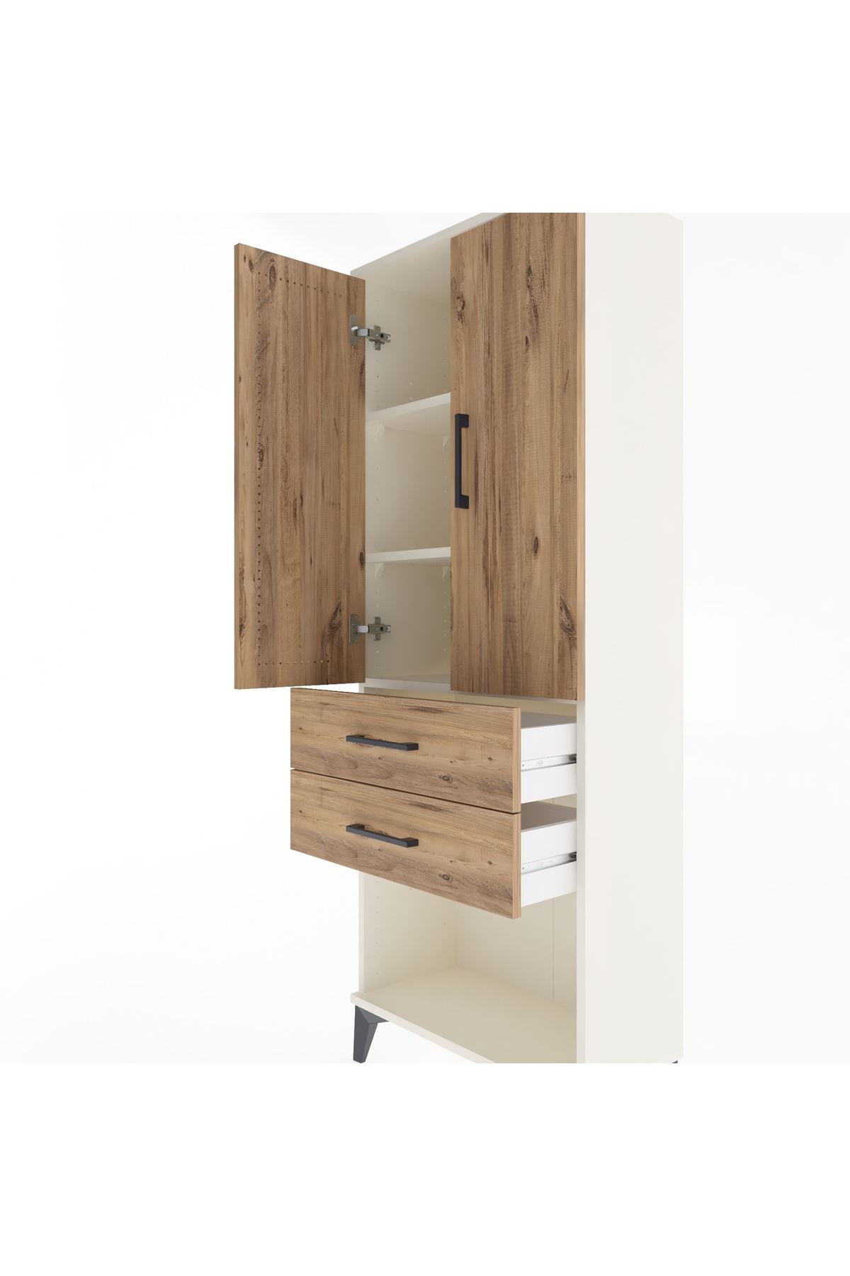 Arges Dolap 3 Raflı 2 Çekmeceli 2 Kapaklı 60x30x163 Aytaşı-Çam