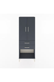 Arges Dolap 3 Raflı 2 Çekmeceli 2 Kapaklı 60x30x163 Antrasit-Antrasit