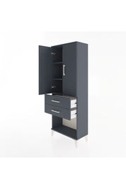 Arges Dolap 3 Raflı 2 Çekmeceli 2 Kapaklı 60x30x163 Antrasit-Antrasit