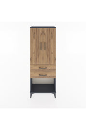 Arges Dolap 3 Raflı 2 Çekmeceli 2 Kapaklı 60x30x163 Antrasit-Çam