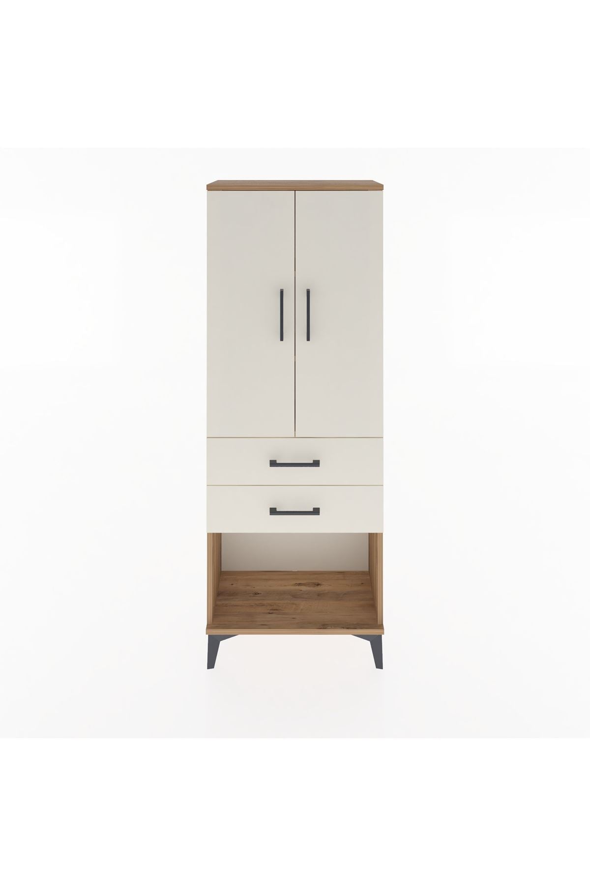 Arges Dolap 3 Raflı 2 Çekmeceli 2 Kapaklı 60x30x163 Çam-Aytaşı