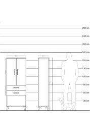 Arges Dolap 3 Raflı 2 Çekmeceli 2 Kapaklı 60x30x163 Çam-Aytaşı