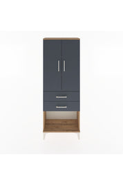 Arges Dolap 3 Raflı 2 Çekmeceli 2 Kapaklı 60x30x163 Çam-Antrasit
