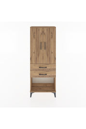 Arges Dolap 3 Raflı 2 Çekmeceli 2 Kapaklı 60x30x163 Çam-Çam