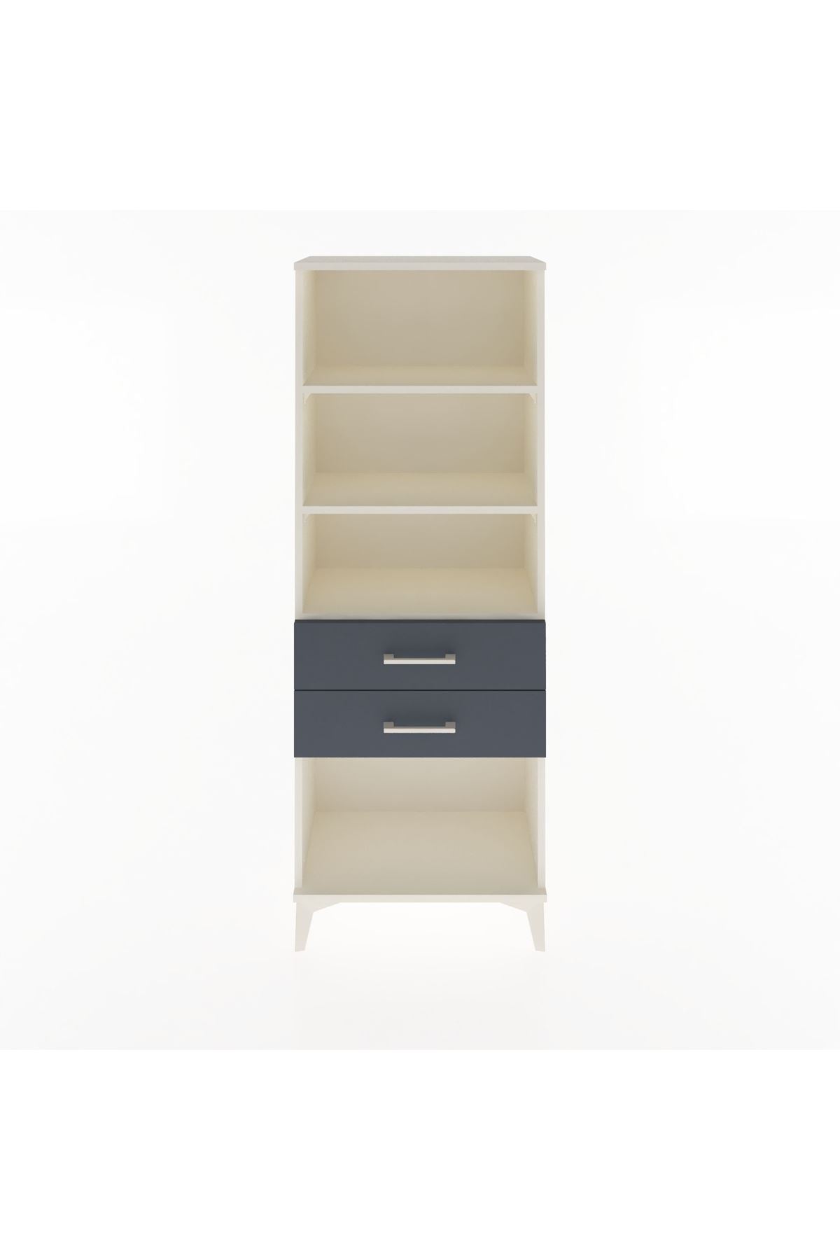 Arges Dolap 3 Raflı 2 Çekmeceli 60x30x163 Aytaşı-Antrasit