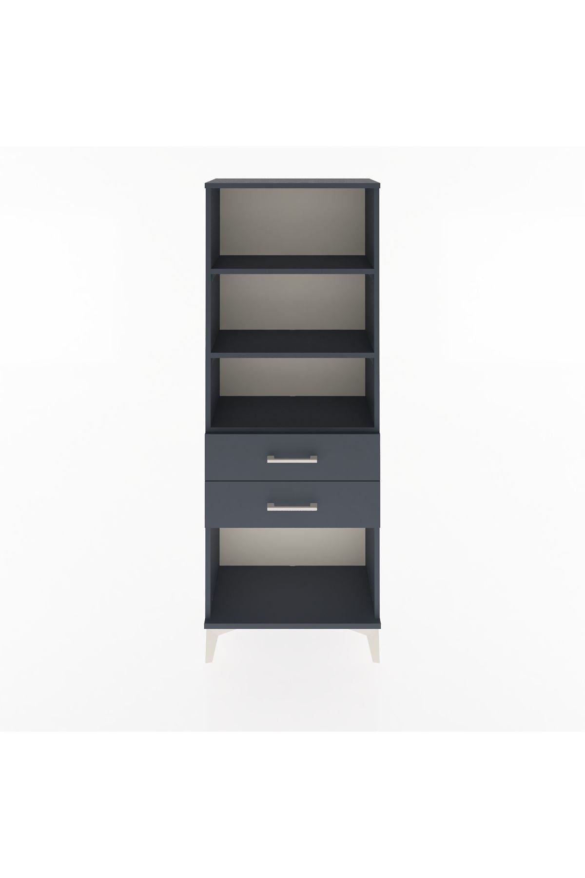 Arges Dolap 3 Raflı 2 Çekmeceli 60x30x163 Antrasit-Antrasit