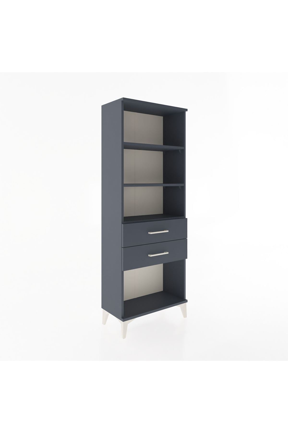 Arges Dolap 3 Raflı 2 Çekmeceli 60x30x163 Antrasit-Antrasit