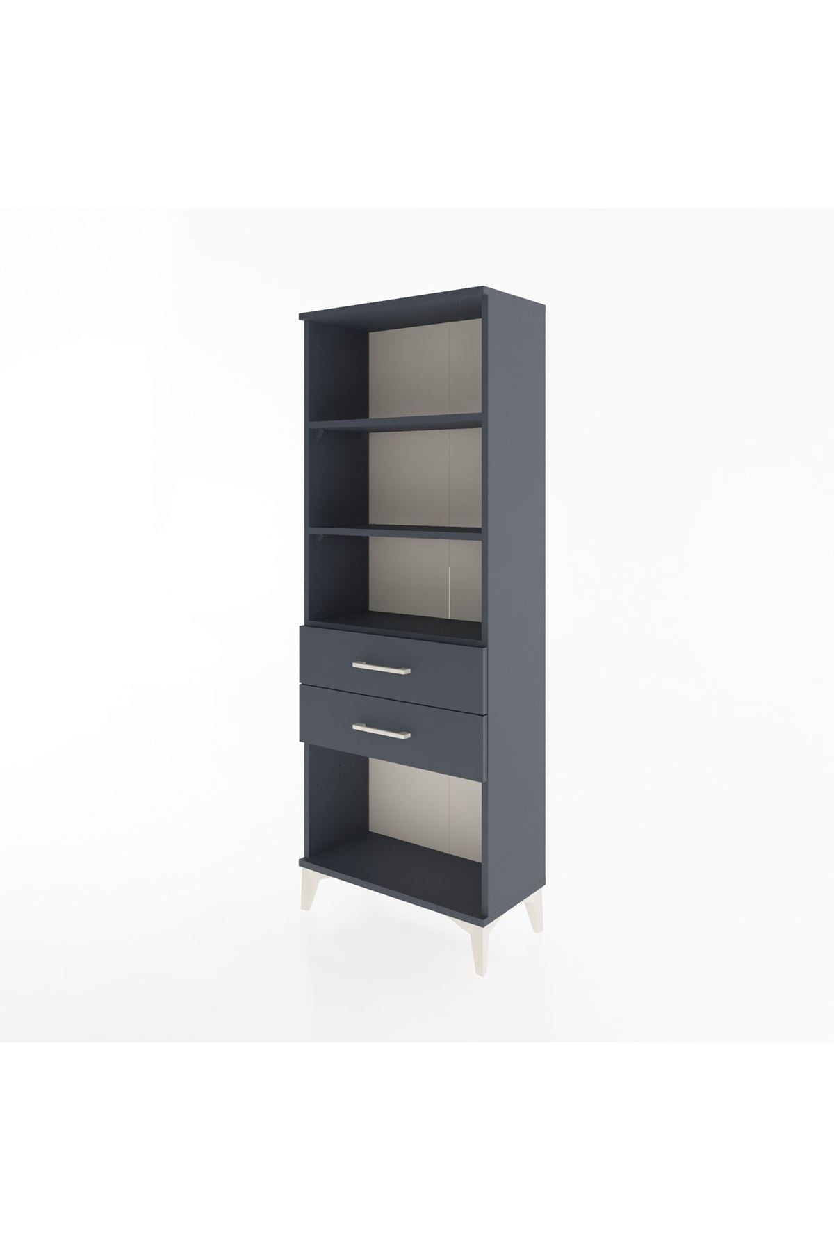 Arges Dolap 3 Raflı 2 Çekmeceli 60x30x163 Antrasit-Antrasit